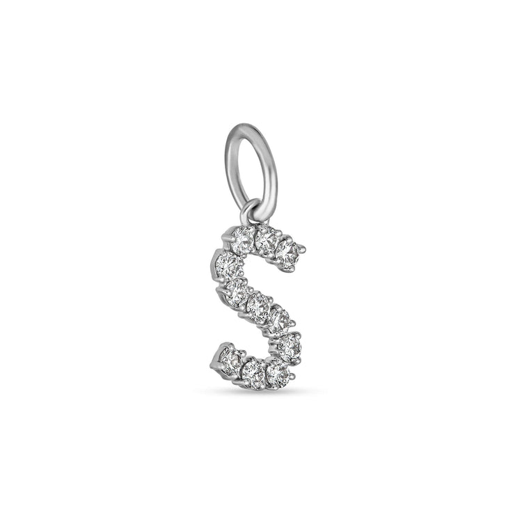 Stone and Strand Sterling Silver Lab-Created Diamond Bold Sparkle Initial Charm Side Image