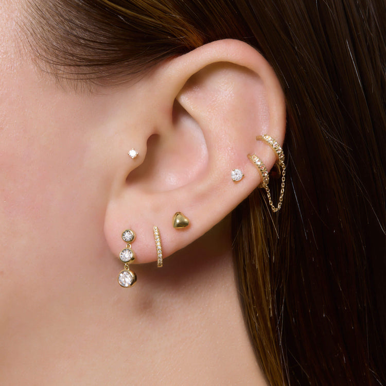 Image of 10K Yellow Gold Diamonds By The Dozen Gradient Drop Earrings with Stone and Strand Earrings