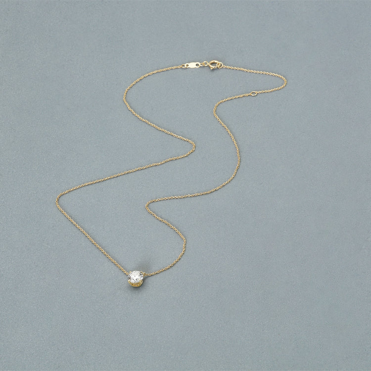Stone and Strand 14K Yellow Gold Lab-Created Classic Solitaire Necklace Editorial Image