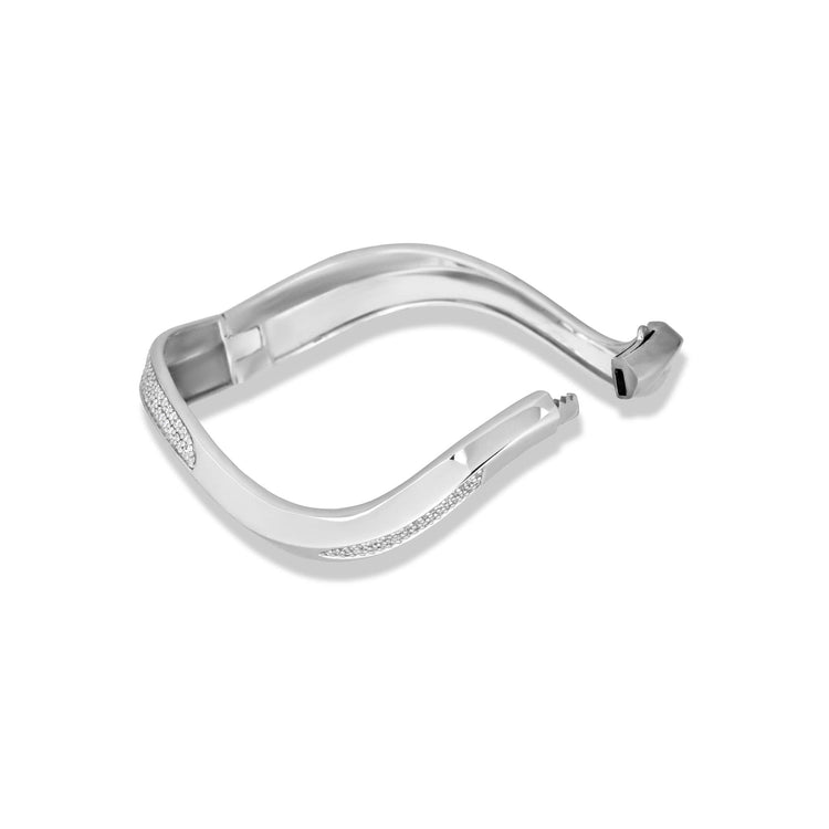Stone and Strand Sterling Silver LAB-Created Contour Knife Edge Stacking Bangle Rear Image