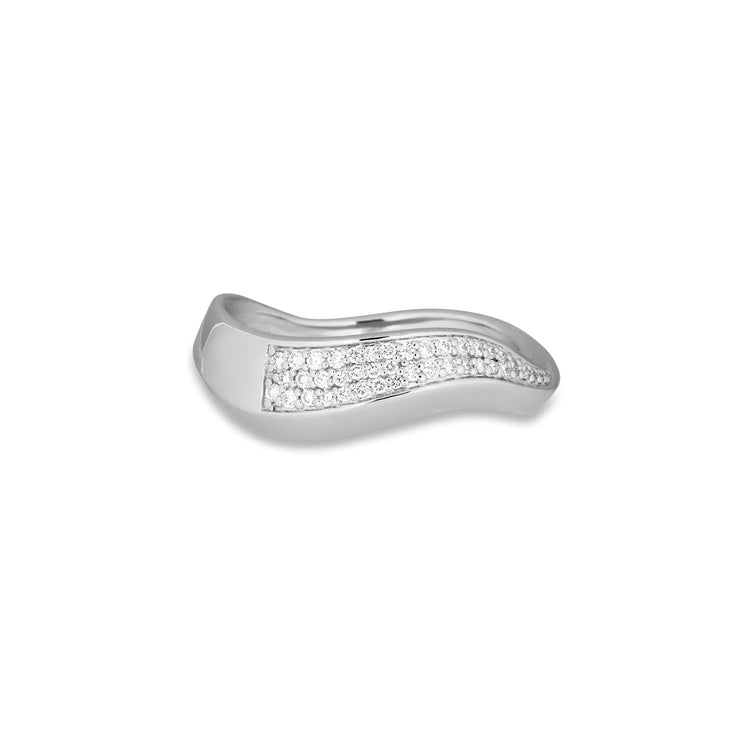 Stone and Strand Sterling Silver LAB-Created Contour Knife Edge Ring Front Image