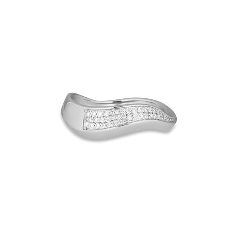 Stone and Strand Sterling Silver LAB-Created Contour Knife Edge Ring Front Image