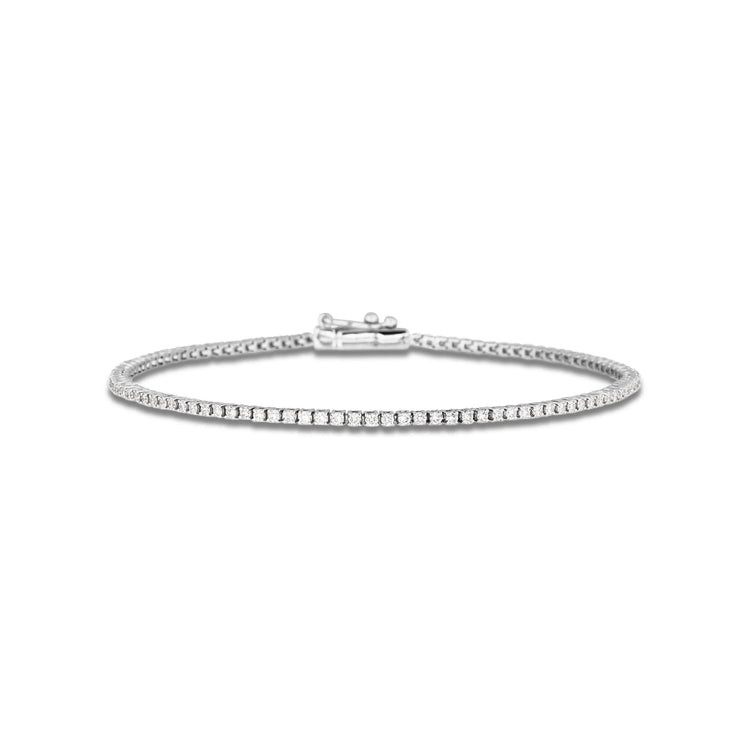 Stone and Strand 14K White Gold LAB-Created Dainty Diamond Tennis Bracelet Front Image