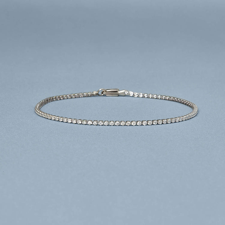 Stone and Strand 14K White Gold LAB-Created Dainty Essential Tennis Bracelet Editorial Image
