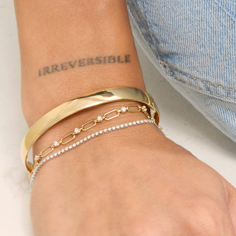 Image of 14K White Gold LAB-Created Dainty Essential Tennis Bracelet with Stone and Strand Bracelets