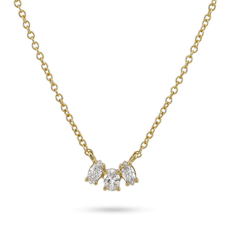 Stone and Strand 14K Yellow Gold Lab-Created Diamond Acrostic Mom Necklace Close Up Image