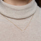 Image of 14K Yellow Gold Lab-Created Diamond Acrostic Mom Necklace on Models Neck