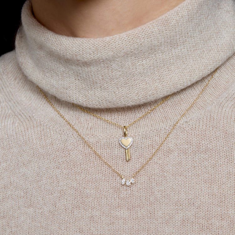 Image of 14K Yellow Gold Lab-Created Diamond Acrostic Mom Necklace with Stone and Strand Necklaces