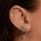 Image of 14K Yellow Gold LAB Three Diamond Piercing Earring with Stone and Strand Earrings