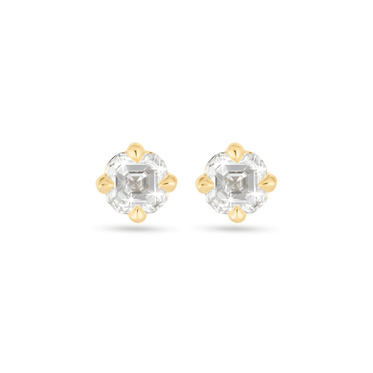 Stone and Strand 14K Yellow Gold LAB-Created Diamond Asscher Stud Earrings Front Image