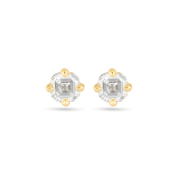 Stone and Strand 14K Yellow Gold LAB-Created Diamond Asscher Stud Earrings Front Image