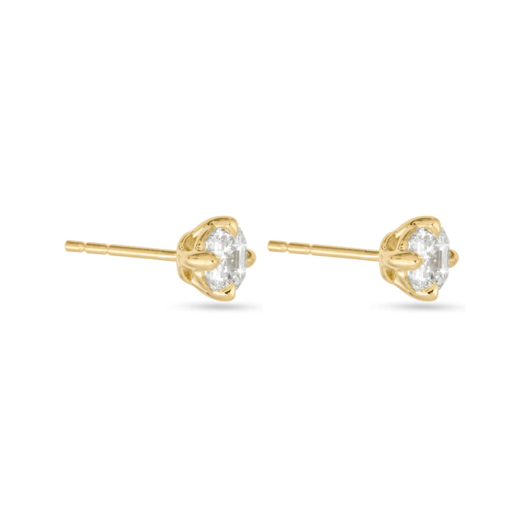 Stone and Strand 14K Yellow Gold LAB-Created Diamond Asscher Stud Earrings Side Image
