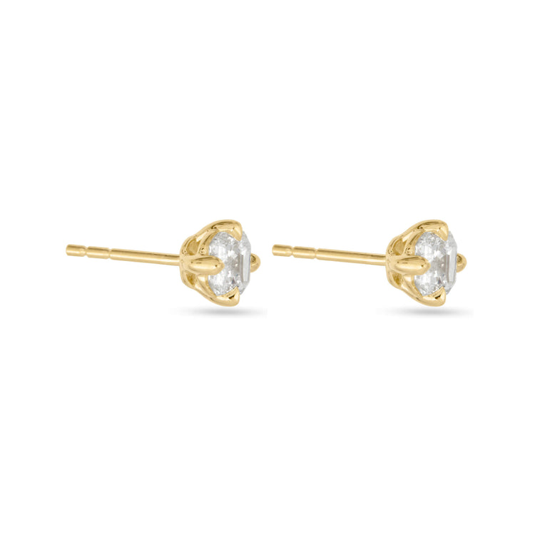Stone and Strand 14K Yellow Gold LAB-Created Diamond Asscher Stud Earrings Side Image