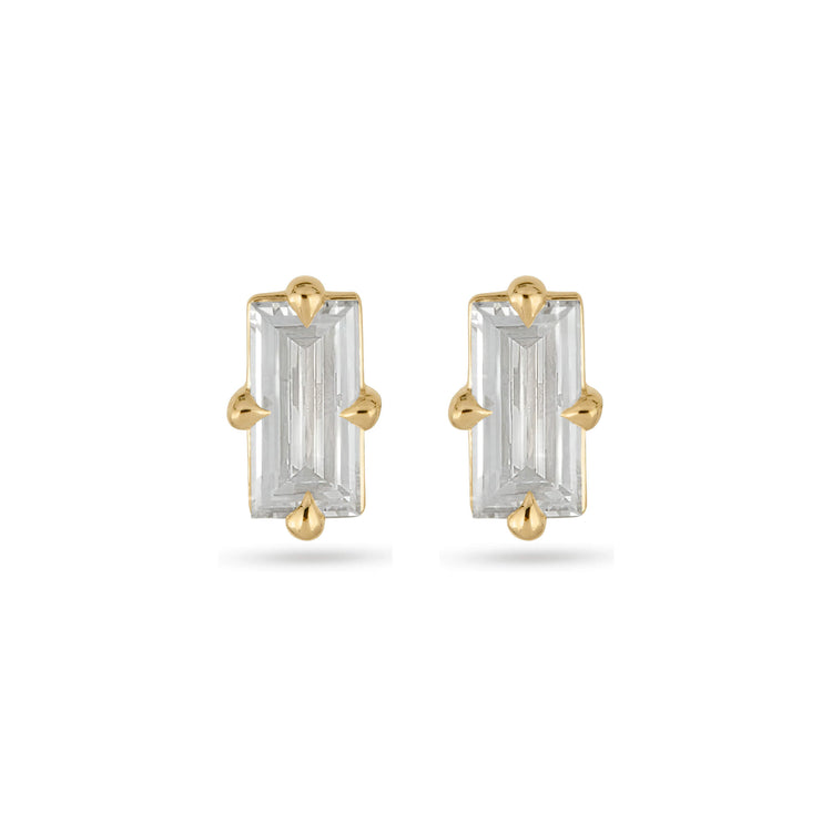 Stone and Strand 14K Yellow Gold LAB-Created Diamond Baguette Stud Earrings Front Image