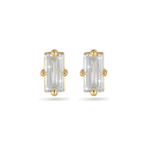 Stone and Strand 14K Yellow Gold LAB-Created Diamond Baguette Stud Earrings Front Image