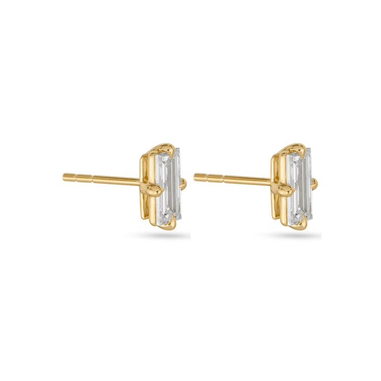 Stone and Strand 14K Yellow Gold LAB-Created Diamond Baguette Stud Earrings Side Image