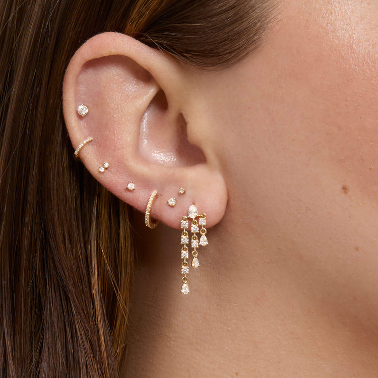Image of 14K Yellow Gold Lab-Created Diamond Boulevard Earrings with Stone and Strand Earrings
