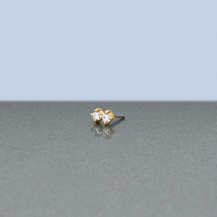 Stone and Strand 14K Yellow Gold Lab-Created Diamond Buddy Push Pin Flat Back Editorial Image