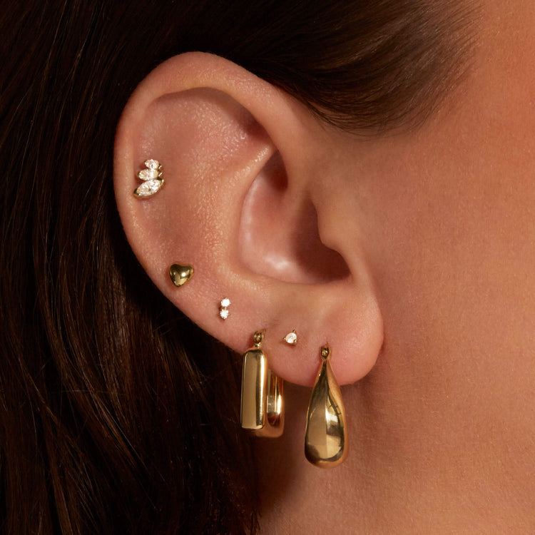 Image of 14K Yellow Gold Lab-Created Diamond Push Pin Flat Back with Stone and Strand Earrings