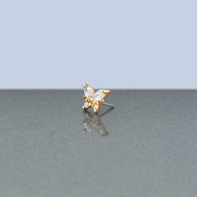 Stone and Strand 14K Yellow Gold Lab-Created Diamond Butterfly Push Pin Flat Back Editorial Image