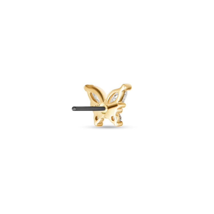 Stone and Strand 14K Yellow Gold Lab-Created Diamond Butterfly Push Pin Flat Back Rear Image