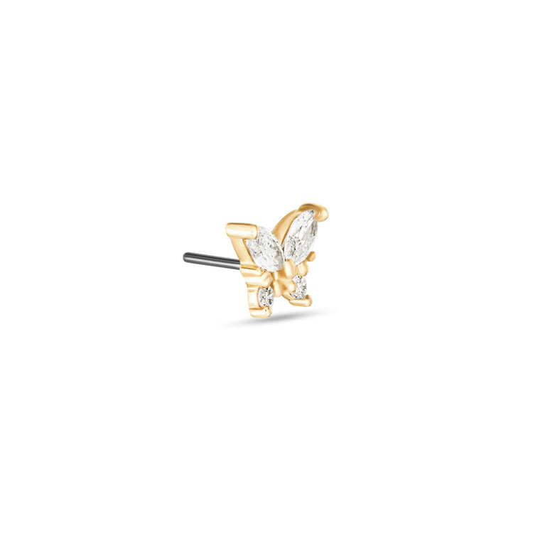 Stone and Strand 14K Yellow Gold Lab-Created Diamond Butterfly Push Pin Flat Back Side Image