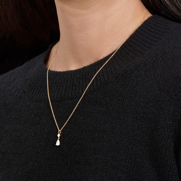 Image of 14K Yellow Gold Lab-Created Diamond Charlie Choker on Models Neck