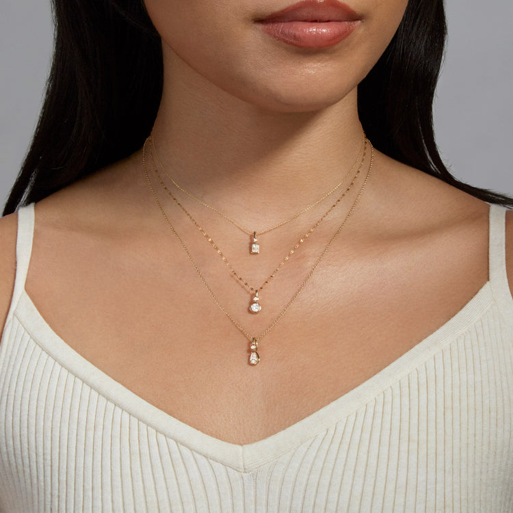 Image of 14K Yellow Gold Lab-Created Emerald Diamond Bonbon Charm with Stone and Strand Necklaces