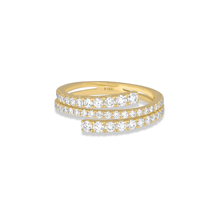 Stone and Strand 14K Yellow Gold LAB-Created Diamond Circuit Stripe Ring Front Image