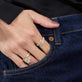 Image of 14K Yellow Gold LAB-Created Diamond Circuit Stripe Ring with Stone and Strand Rings