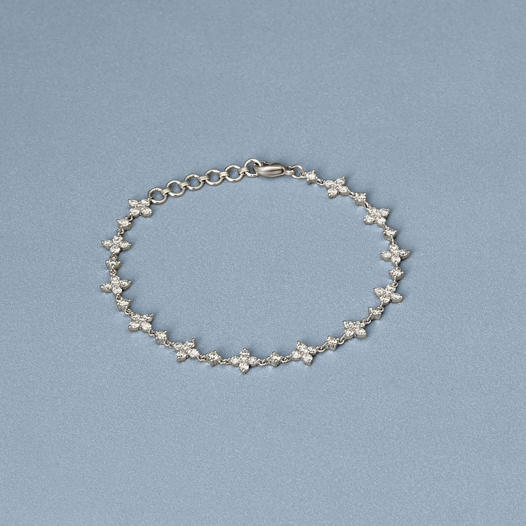 Stone and Strand 14K White Gold LAB-Created Diamond Clover Bracelet Editorial Image