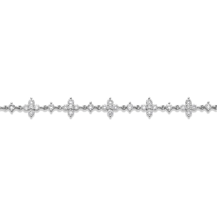 Stone and Strand 14K White Gold LAB-Created Diamond Clover Bracelet Close Up Image