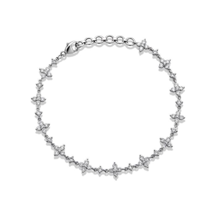 Stone and Strand 14K White Gold LAB-Created Diamond Clover Bracelet Front Image