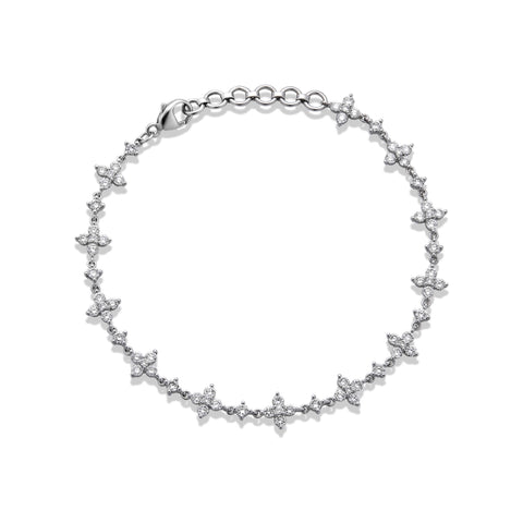 Stone and Strand 14K White Gold LAB-Created Diamond Clover Bracelet Front Image
