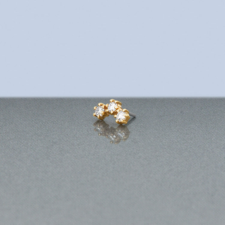 Stone and Strand 14K Yellow Gold Lab-Created Diamond Curve Push Pin Flat Back Editorial Image