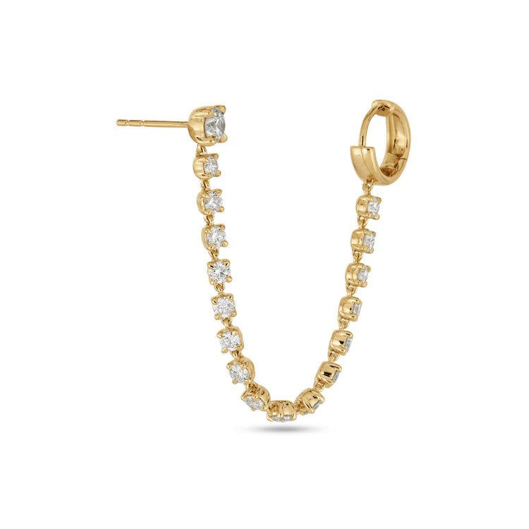 Stone and Strand 14K Yellow Gold LAB-Created Diamond Double Connector Earring Left Side Image