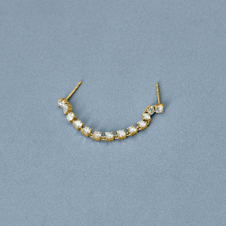 Stone and Strand 14K Yellow Gold LAB-Created Diamond Double Post Connector Earring Editorial Image