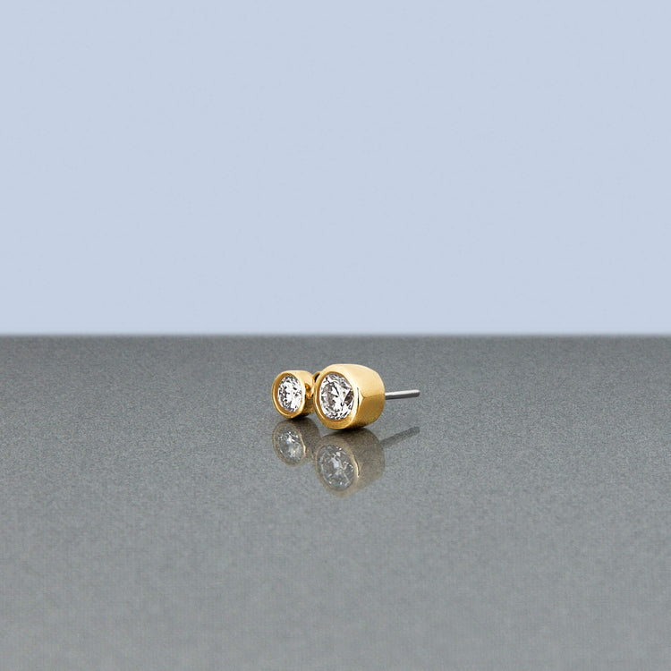 Stone and Strand 14K Yellow Gold Lab-Created Diamond Drop Push Pin Flat Back Editorial Image