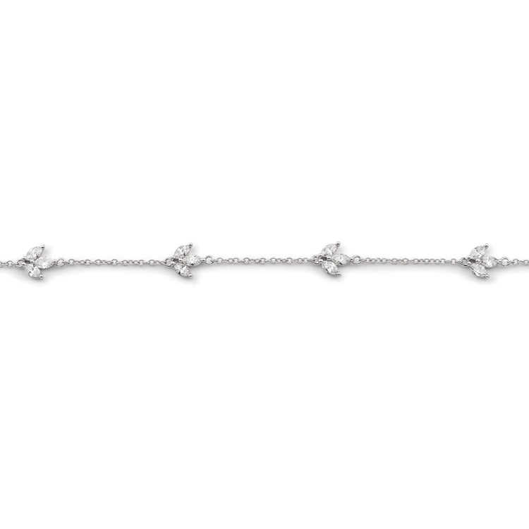 Stone and Strand 14K White Gold Lab-Created Diamond Fleur Bracelet Close Up Image