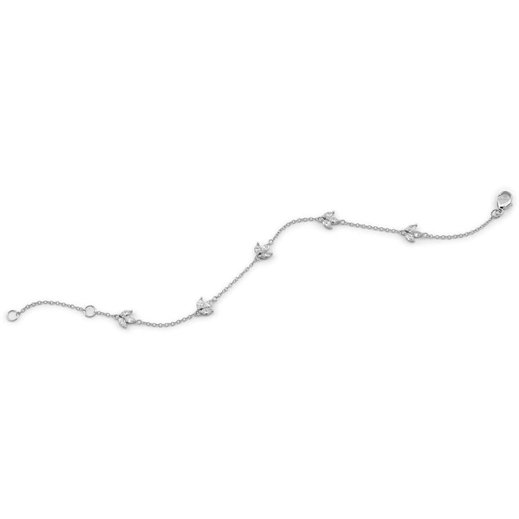 Stone and Strand 14K White Gold Lab-Created Diamond Fleur Bracelet Front Image