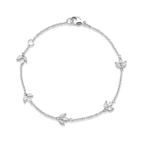 Stone and Strand 14K White Gold Lab-Created Diamond Fleur Bracelet Front Image
