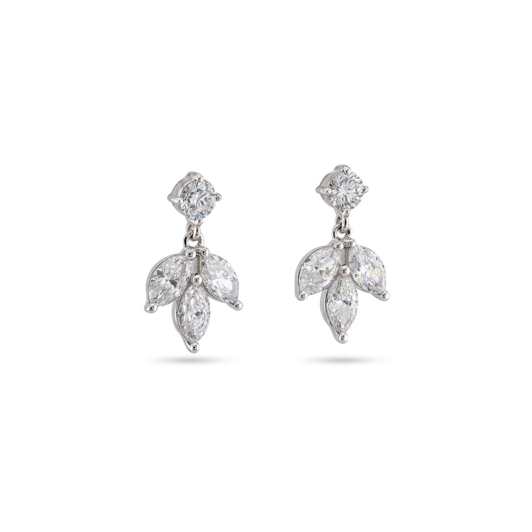 Stone and Strand 14K White Gold Lab-Created Diamond Fleur Dangle Earrings Side Image