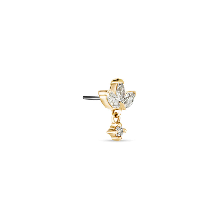 Stone and Strand 14K Yellow Gold Lab-Created Diamond Fleur Push Pin Flat Back Side Image