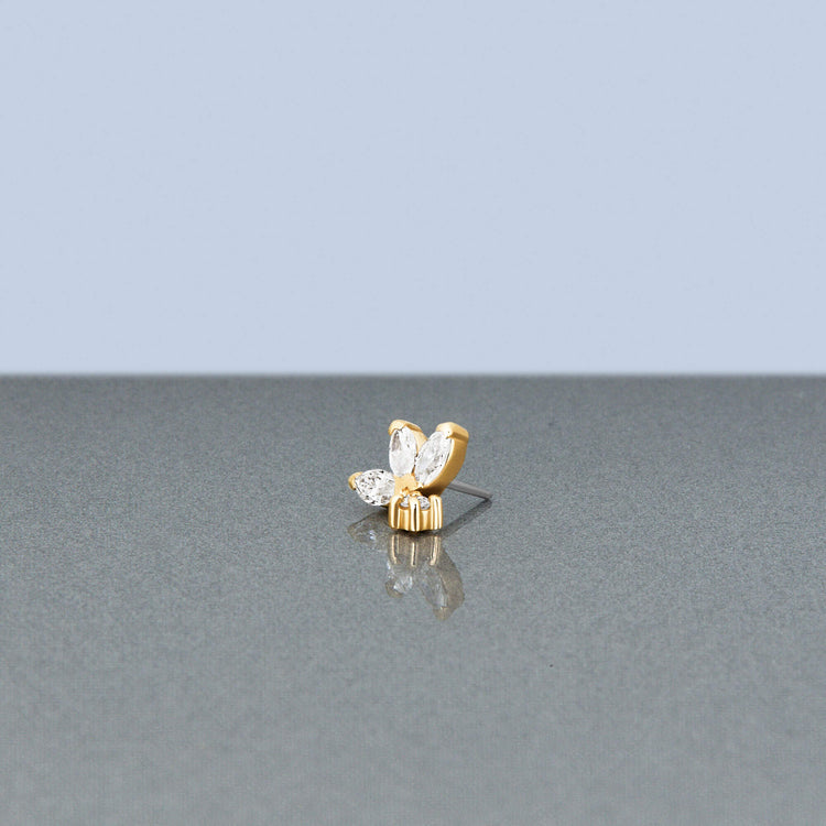 Stone and Strand 14K Yellow Gold Lab-Created Diamond Fleur Push Pin Flat Back Editorial Image