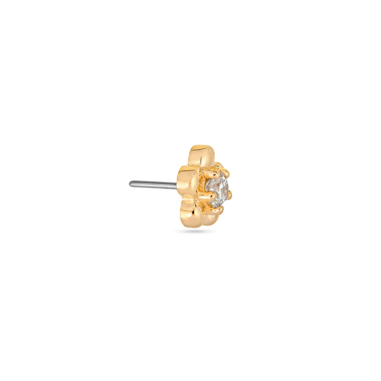 Stone and Strand 14K Yellow Gold Lab-Created Diamond Flower Push Pin Flat Back Side Image