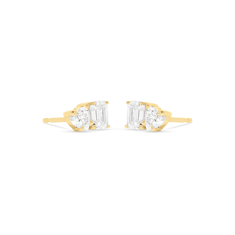 Stone and Strand 14K Yellow Gold Lab-Created Diamond Gala Studs Side Pair Image