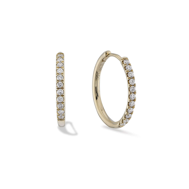 Stone and Strand 14K Yellow Gold Lab-Created Diamond Huggies Front & Side Image