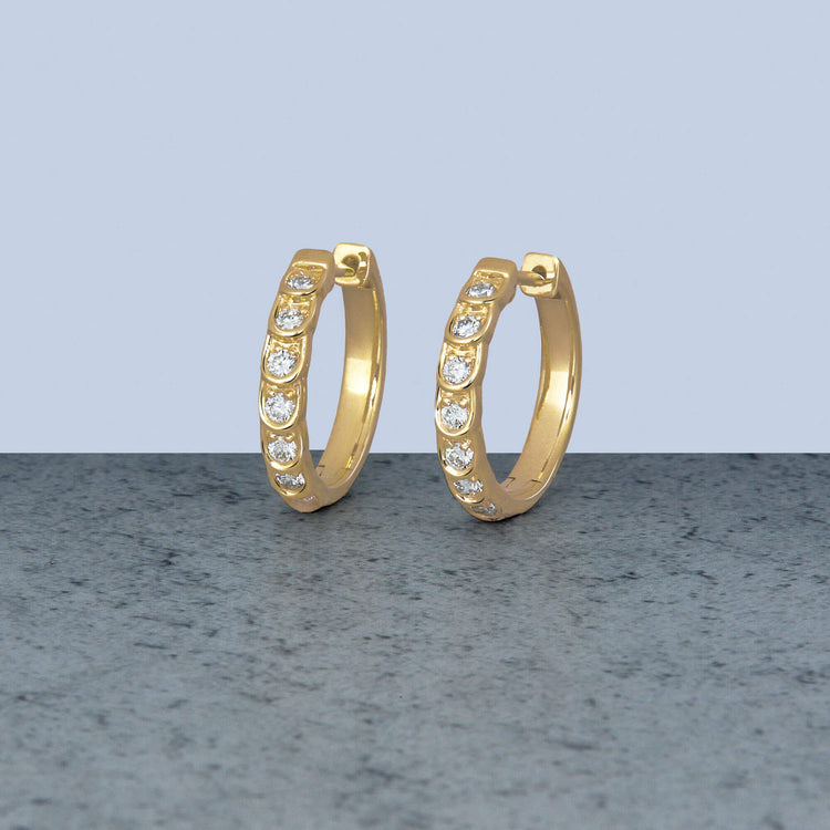 Stone and Strand 10K Yellow Gold Lab-Created Diamond La Scala Hoops Editorial Image