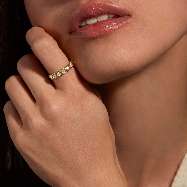 Image of 10K Yellow Gold Lab-Created Diamond La Scala Ring on Models Ring