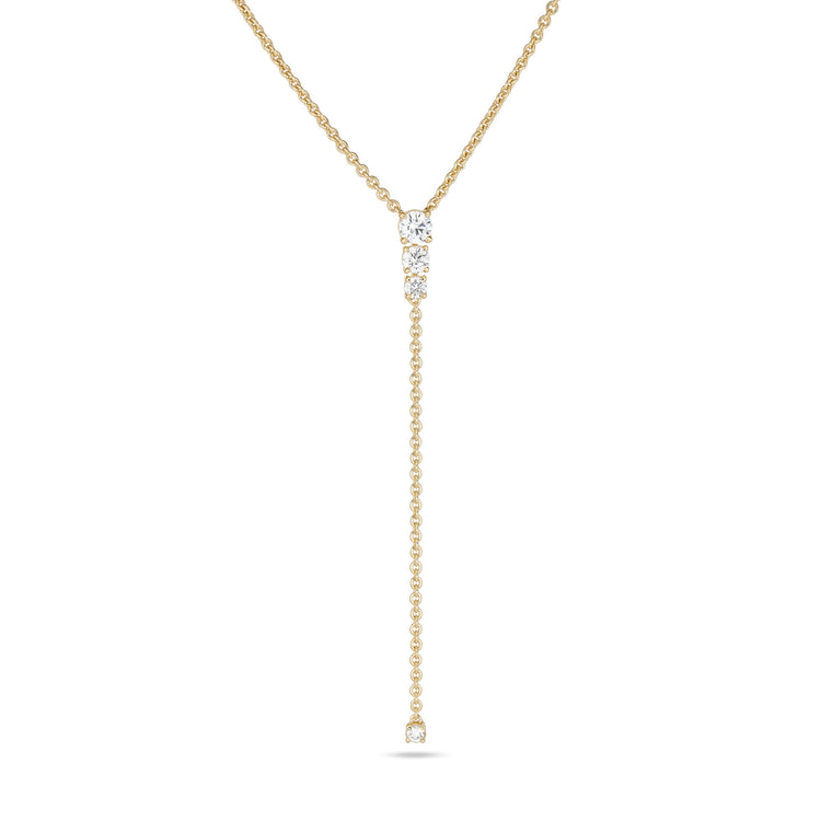 Stone and Strand 14K Yellow Gold LAB-Created Diamond Lariat Necklace Close Up Image